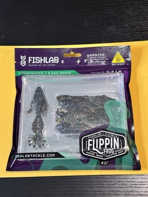 FishLab Tackle Flippin  Frog 4 1/4   Green Pumpkin/Black n Blue