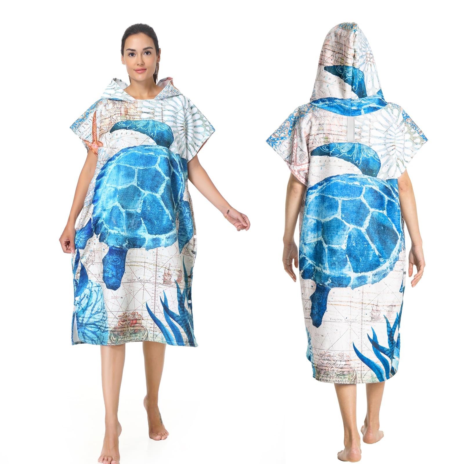 Poncho de bain noir haut de gamme en microfibre absorbante unisexe