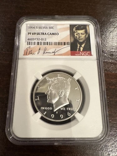 1996s Kennedy Silver Proof Half Dollar, PF69 Ultra Cameo NGC, Signature Label!
