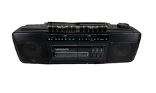 Vintage Magnavox Black Tape Player Radio Boombox 347H Working-Scares - Tested