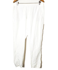 J Jill LOVE LINEN Pants Womens Medium Straight Leg Elastic Waist Ivory Cream