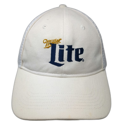 Cap America Baseball Cap White One Size Miller Lite Mesh Slideback Golf Hat