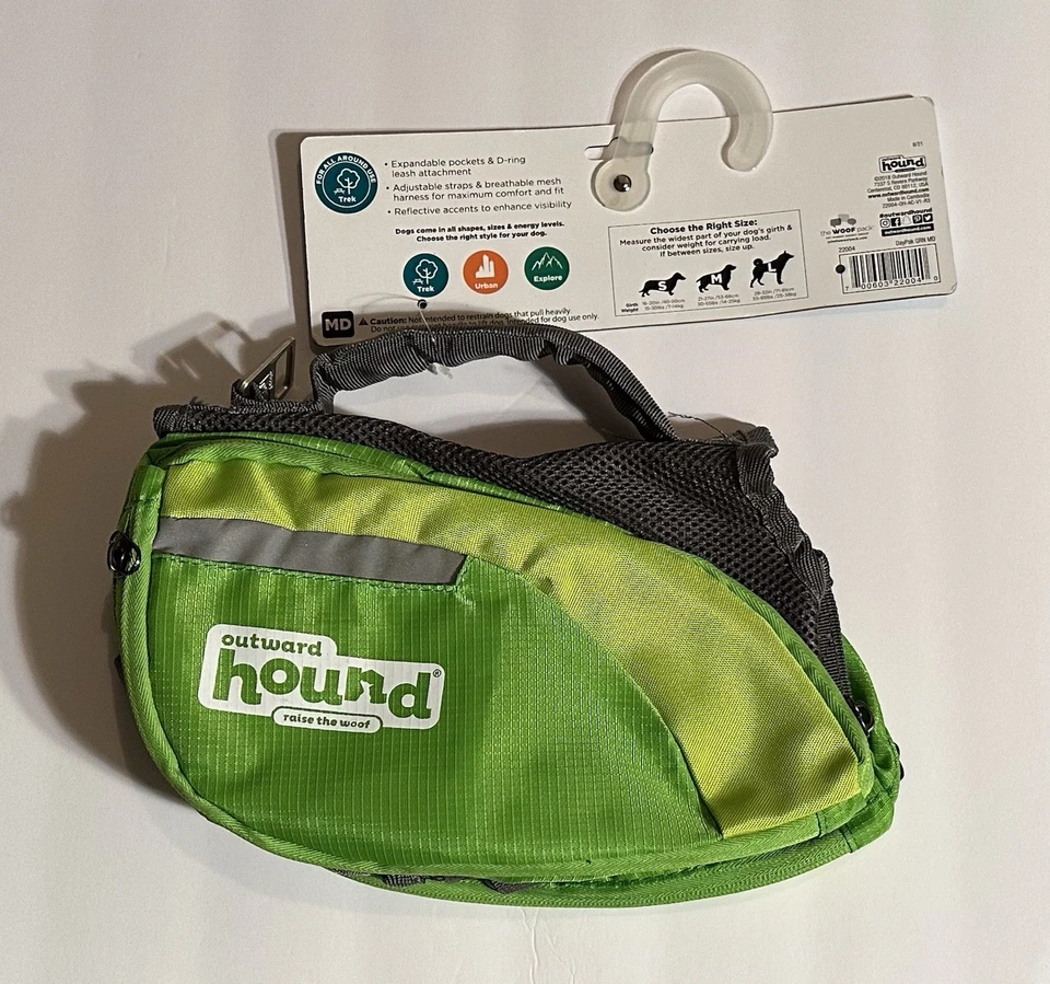 Mochila portaequipajes Outward Hound grande DayPak Saddleback para perro verde 30-55 lb. Perros Foto 2 de 2