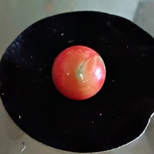 Single Glass Swirl Toy Marble, Red Orange Teal  White Swirls, Ages 17 
