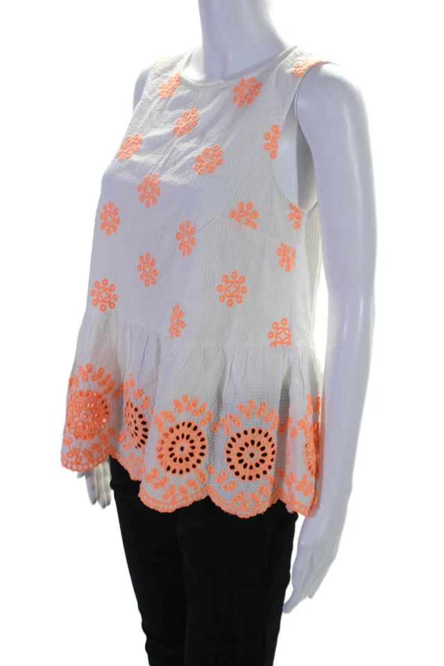 Lilly Pulitzer Niñas Algodón Bordado Estampado Floral Encaje Dobladillo Blanco Talla XS Foto 2 de 4