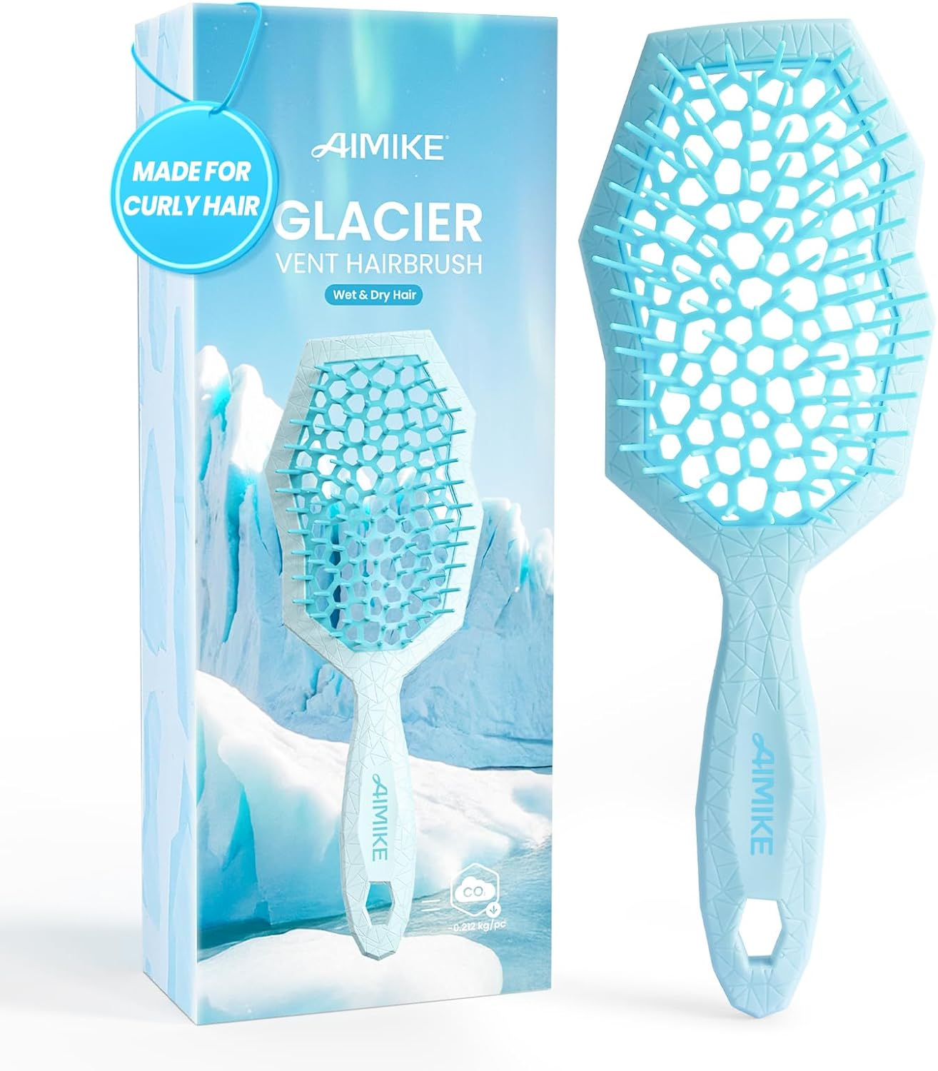 Glacier Detangling Brush, Pain-Free Detangler Brush for Curly Hair Wet & Dry Use