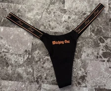 VICTORIA'S SECRET PINK ORANGE WITCHING OUT HALLOWEEN MICRO TINY THONG PANTIES