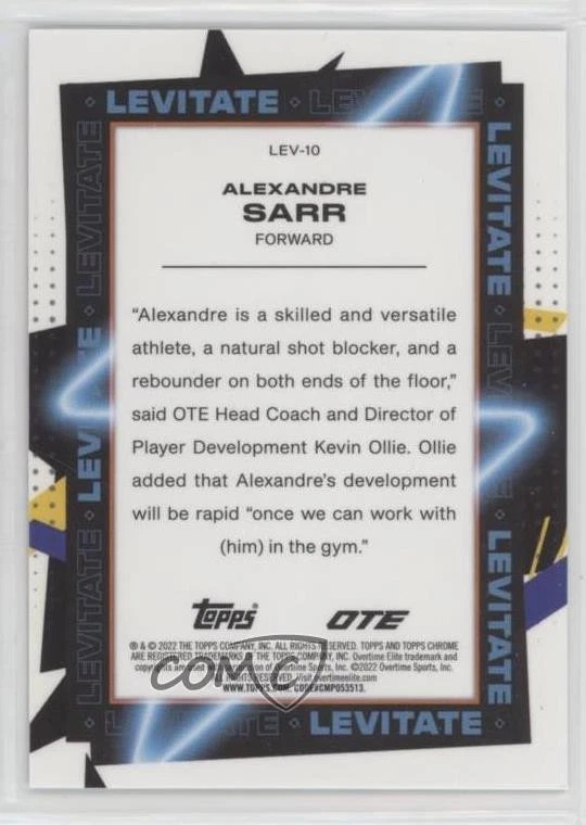 2021-22 Topps Chrome OTE Overtime Elite Levitate Alexandre Sarr #LEV-10 - Image 2 of 2