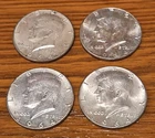 1964 P Kennedy Half Dollar 4 In Lot - 90% Silver