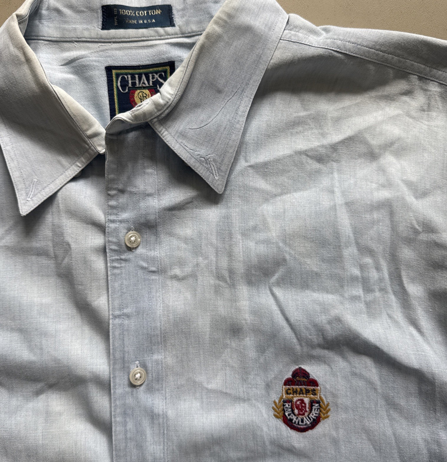 CHAPS Ralph Lauren LS Button Down Light Blue Shir… - image 1