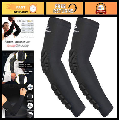 2PCS Compression Arm Sleeves - Padded Elbow & Forearm Support for Sports Injury