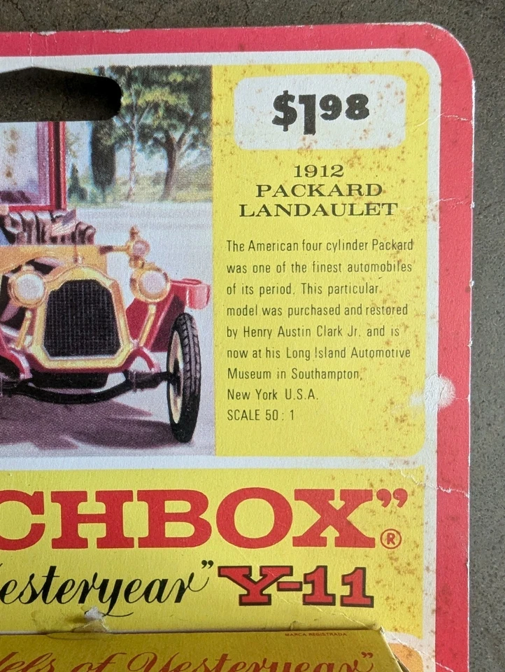 Lesney Matchbox Models of Yesteryear 1912 PACKARD LANDAULET Y-11 MINT NRFB 1960s - Image 4 of 4