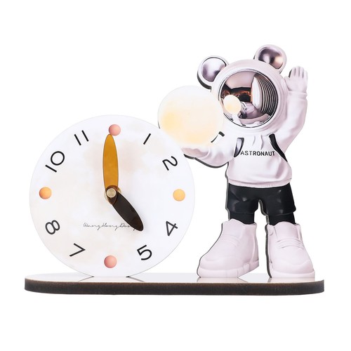 HG Space Man Desk Clock Decorative Cartoon Desktop Ornament Quiet Clock For - Picture 20 of 23