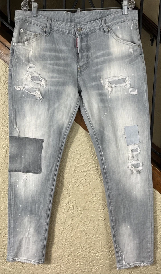 DSQUARED2 Gray New Rider Jean Long Crotch Tight Bottom Mens Size 54 Italy US 36 - Image 3 of 4