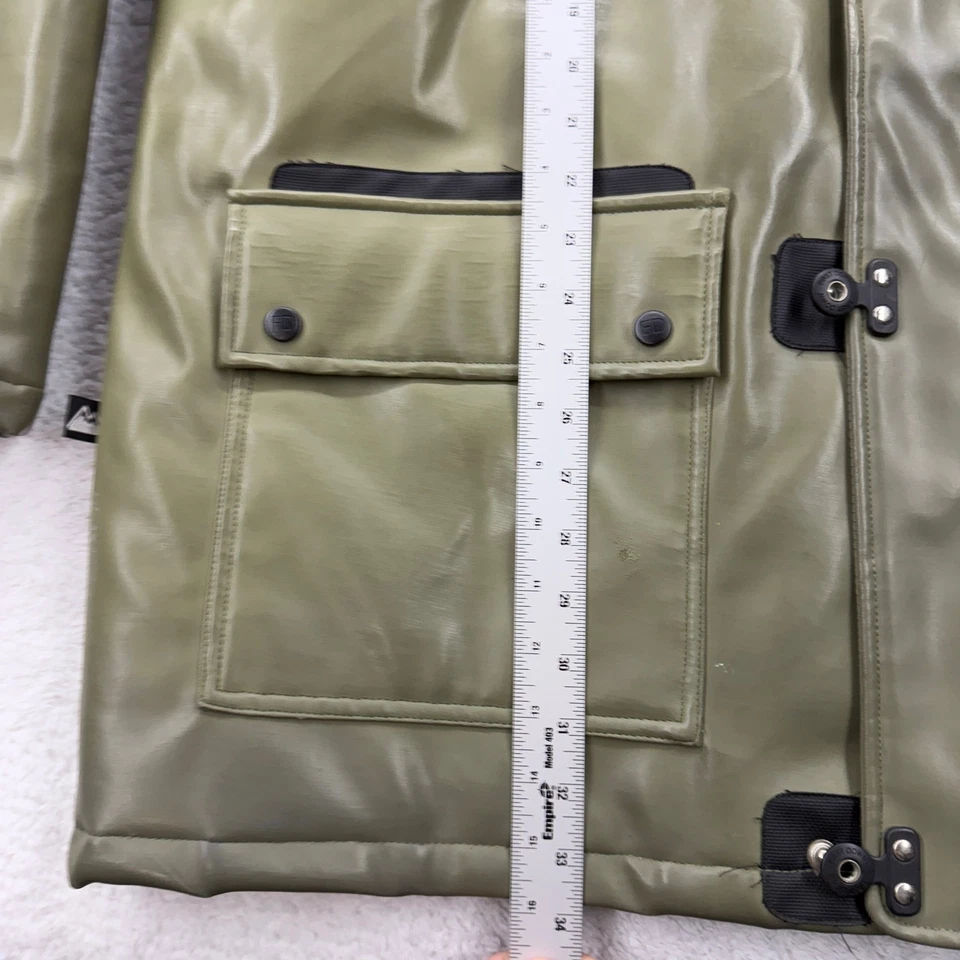 First Down Mens XXL Olive Green Puffer Jacket Full Zip PVC Casting Leather Shell - Image 4 of 4