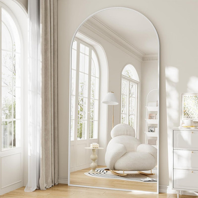 Oversized Arched Full Length Mirror 78''x35'' with Stand for Bedroom Living Room