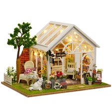 Sunshine Greenhouse Dollhouse Kit - Miniature Wizardi Roombox Kit F07M51-59-A...