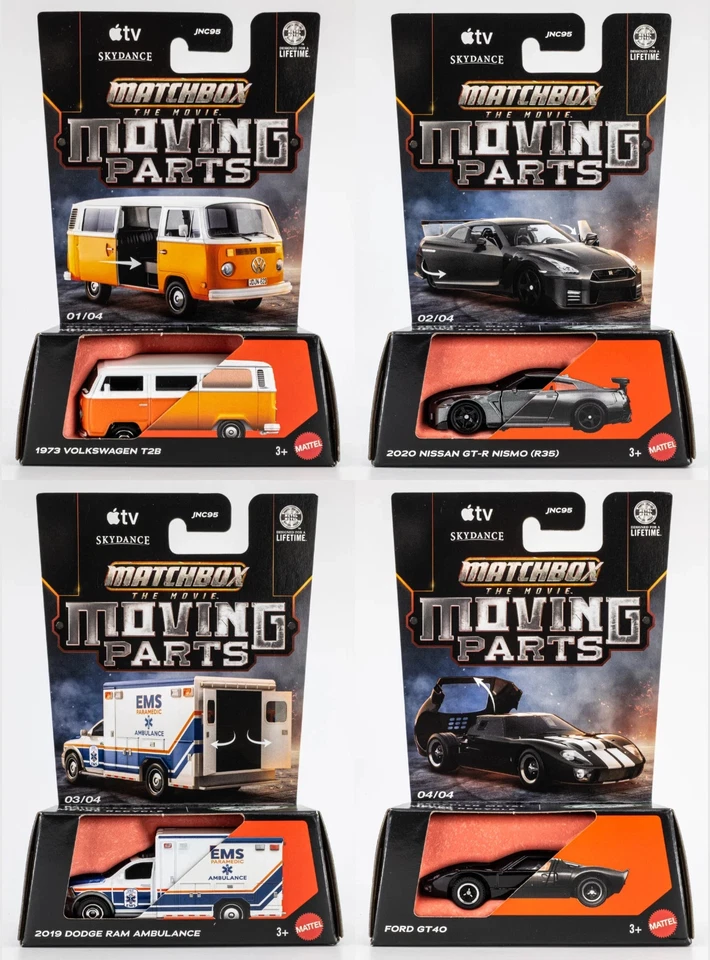 Matchbox The Movie 4er Set VW Bus Nissan Ambulance Ford * Moving Parts 979A 1:64 - Bild 1 von 4