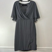 NWT Mother Of The Bride Sleeveless Formal Knee Length Chiffon Dress Sz 10 Gray