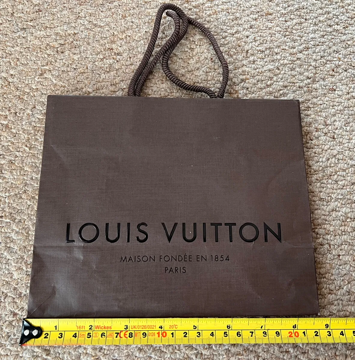 Louis Vuitton Old Style Brown Paper Gift Bag With Cord Handles 22X18X10CM