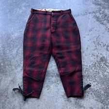 Woolrich Penn Rich Hunting Pants Red Shadow Plaid Wool 1930's 28x24 Vintage