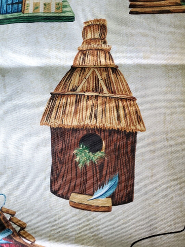 VTG Canvas 46"l X 56"w "Home Sweet Home" Cyrus Clark 1996 Teflon Up Bird Houses - Picture 4 of 13