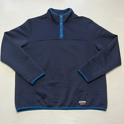 Gerry Sweater Mens XXL Blue Ribbed Quarter Snap Up Outdoor Sweatshirt Mockneck