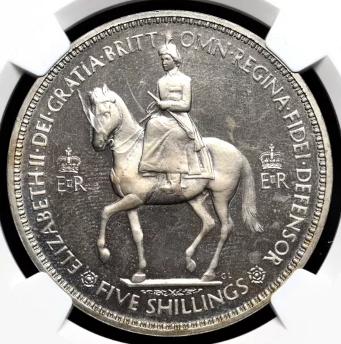 GREAT BRITAIN 1953 Elizabeth II Coronation Proof Crown, NGC PF66 Cameo