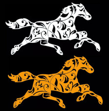 Horse Running Floral Patterns Two Vinyl Decal Car Window Laptop Tablet Tumblers