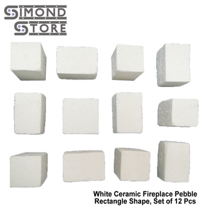 White Ceramic Fireplace Pebble Set 12 Pcs Rectangle Shape Ebay
