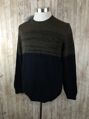 Colins Sweater Mens Small Color Block Green Blue Pullover Sweatshirt Wool N23