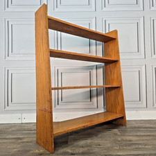 Retro Vintage Golden Oak Wooden Open Bookcase Book Shelf / Shelves - Mid Century