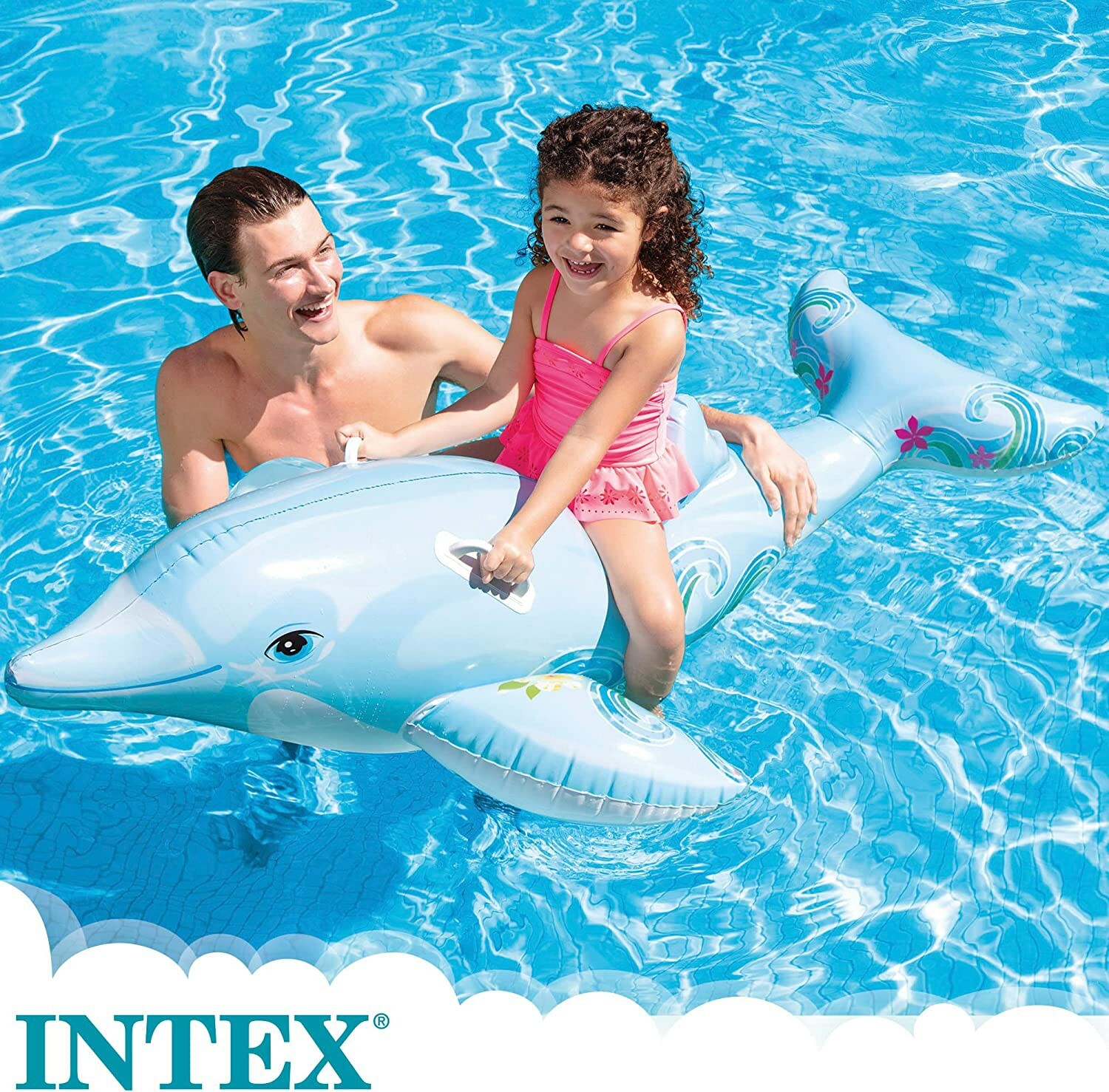 Bouée géante dauphin gonflable INTEX bleue de 2 mètres pour piscine
