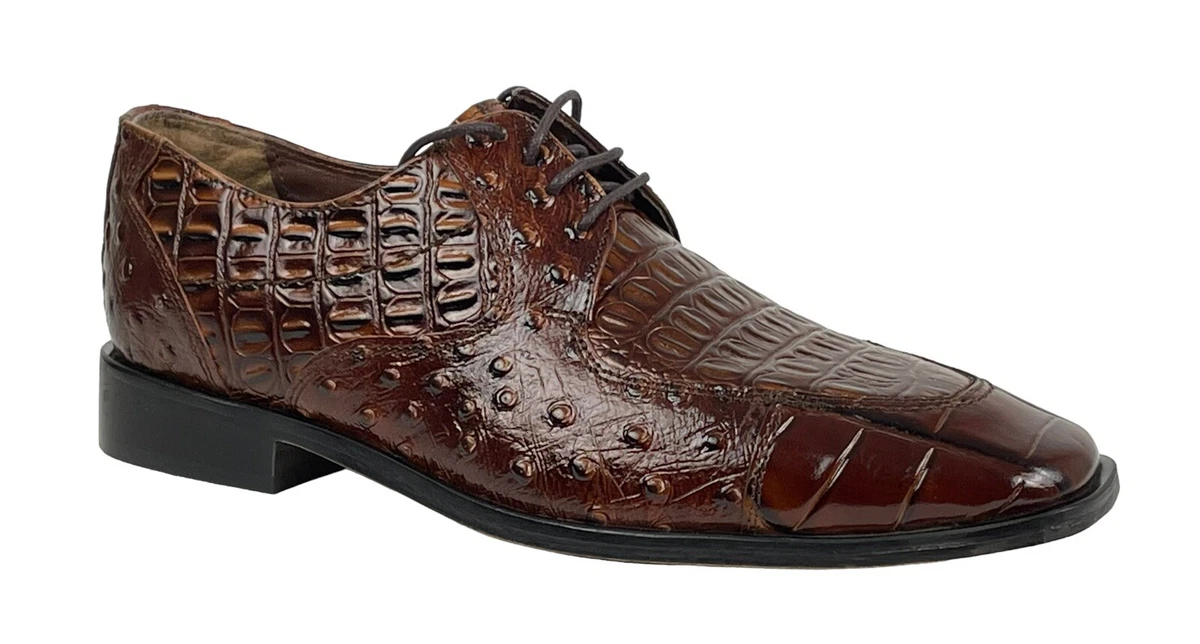 Stacy Adams Cognac Croc Embossed Leather 24348 Oxfords Size 7