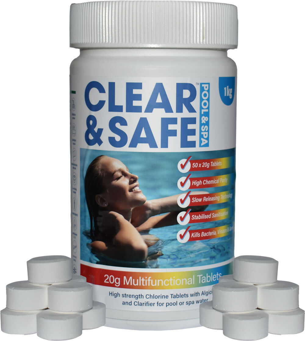1kg Multifunction Chlorine Tablets 20g for Swimming Pools Hot Tubs and Spas