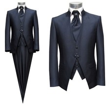 Steh Kragen Herren Anzug 5-teilig Muga Gr.48 navy blau