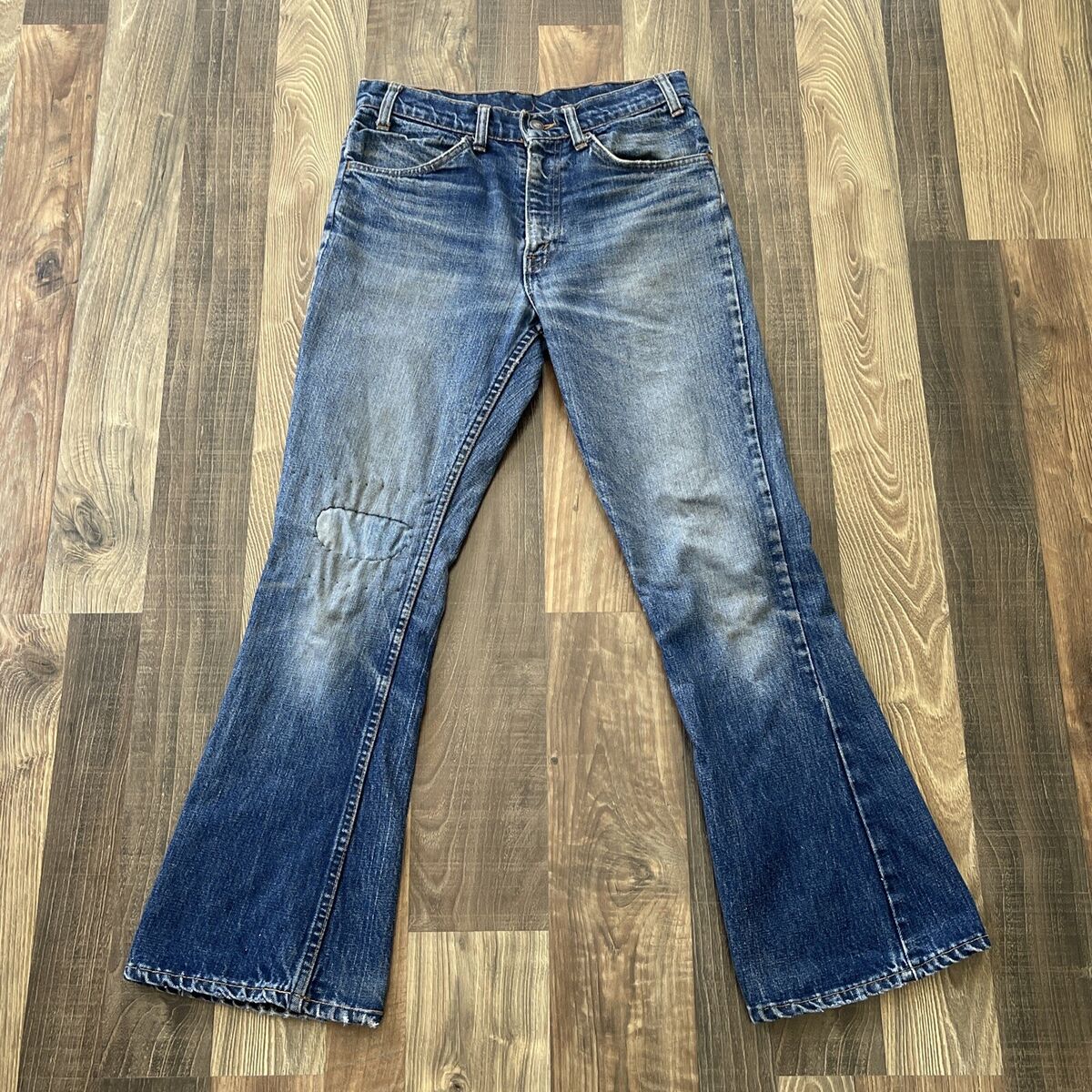 60/70s Levi's 646 Big E Orange Tab Flare Blue Jeans -Actual 60/70s Levi's 646 Big E Orange Tab Flare Blue Jeans -Actual