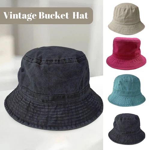 Washed Bucket Hat Oversize Travel Sun Beach Cotton Cap for Large Head Unisex - Picture 2 of 19