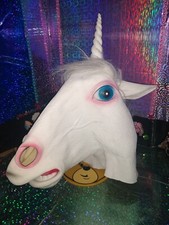   White Unicorn   Horse Adult Size 18" L    Large Halloween Head Mask 