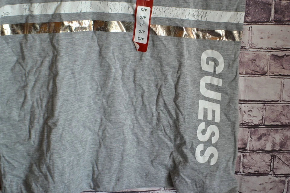NWT WOMEN'S GUESS LOGO GRAY TANK TOP GRAPHIC LOGO TSHIRT SZ S - Image 3 of 4