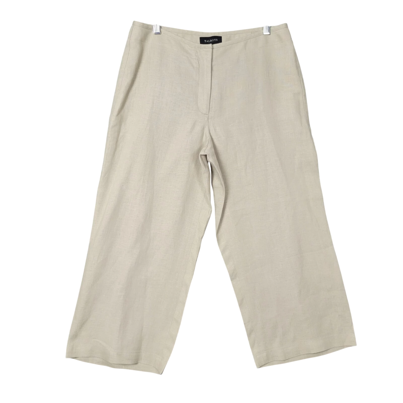 TALBOTS Beige 100% Linen Heritage Cropped Mid Rise Lagenlook Pants SIZE 8