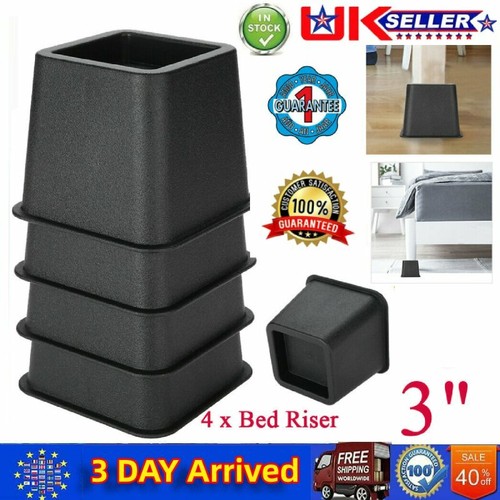 4Pcs 3Inch Sofa Furniture Raisers Heavy Duty Square Bed Leg Risers