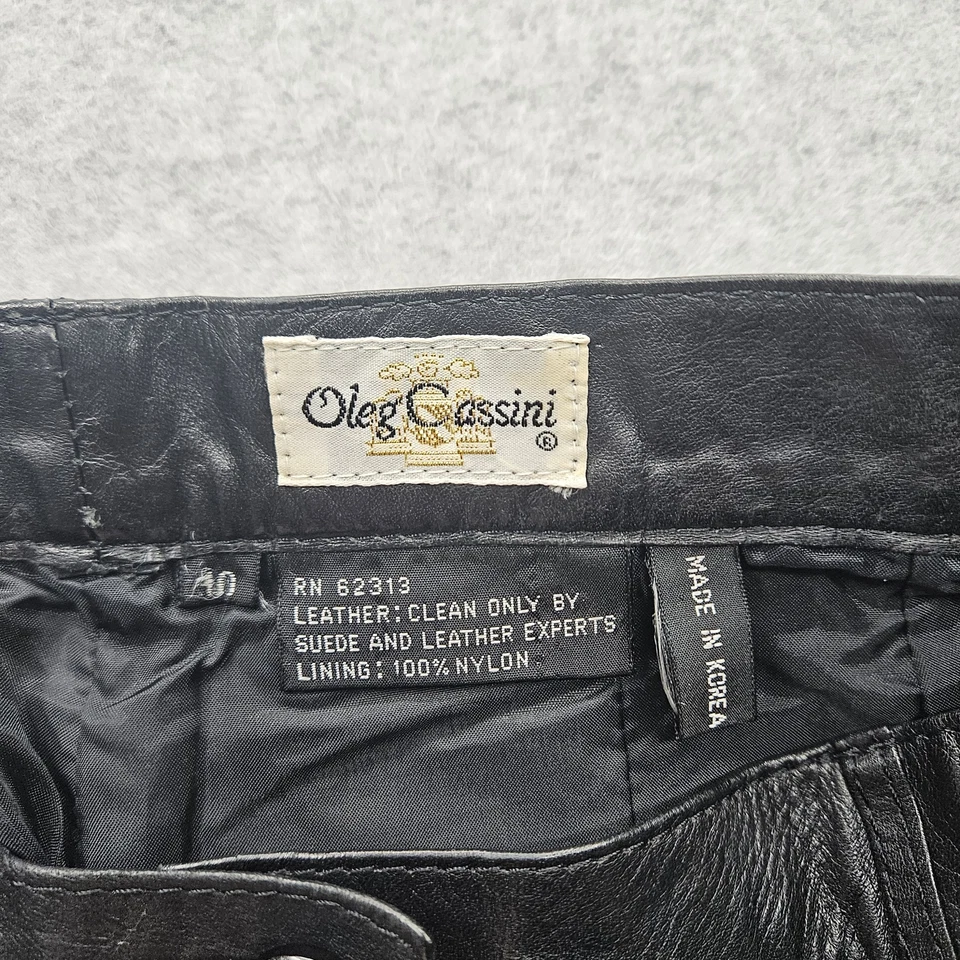 Pantalones de cuero negros Oleg Cassini para mujer talla 10  Foto 3 de 4