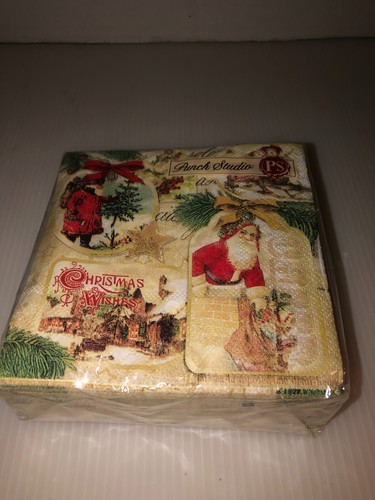 Neu Punch Studio 40 Getränkeservietten - Weihnachten Etiketten Design - versiegelte Verpackung - Bild 4 von 4