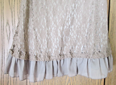 LADY NOIZ - Women's Large Beige/Cream Lace Sleeveless tunic/dress w/ Ruffle  NWT | eBay