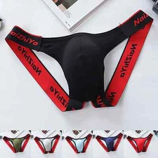 Men's Sexy Jockstrap Thong Low-Rise T/G-String Open Back Polyester Underwear