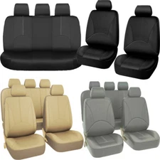 9pcs Car Seat Cover PU Leather Protector Front Rear Universal Full Set 5-Sits