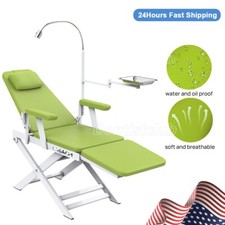 Sillón de clínica dental portátil plegable+recargable LED Light Green PU Leather