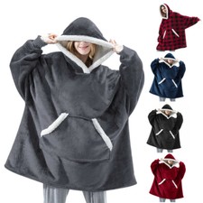 Wearable Blanket Reversible Oversized Warm Blanket Hoodie Sweatshirt Adult Size