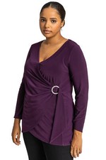 Wrap Diamante Buckle Top - Ladies Roman Curve Women